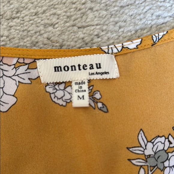 Monteau Mustard Floral Wrap Dress - Picture 3 of 3